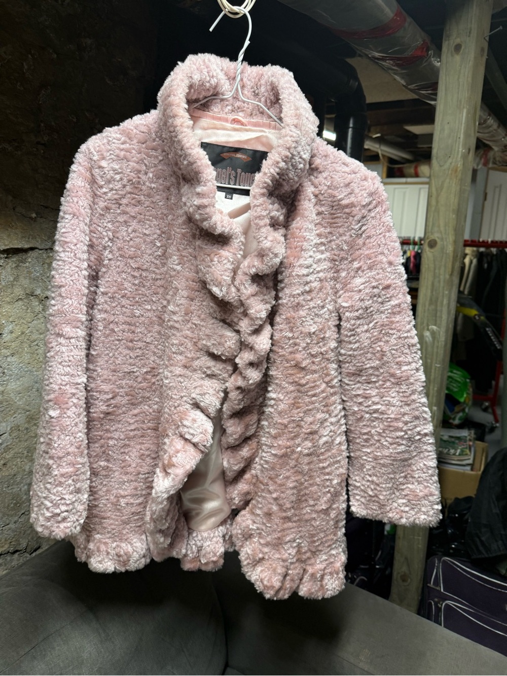 Women's Plush Ruffle-Front Ski Jacket — Soft Pink